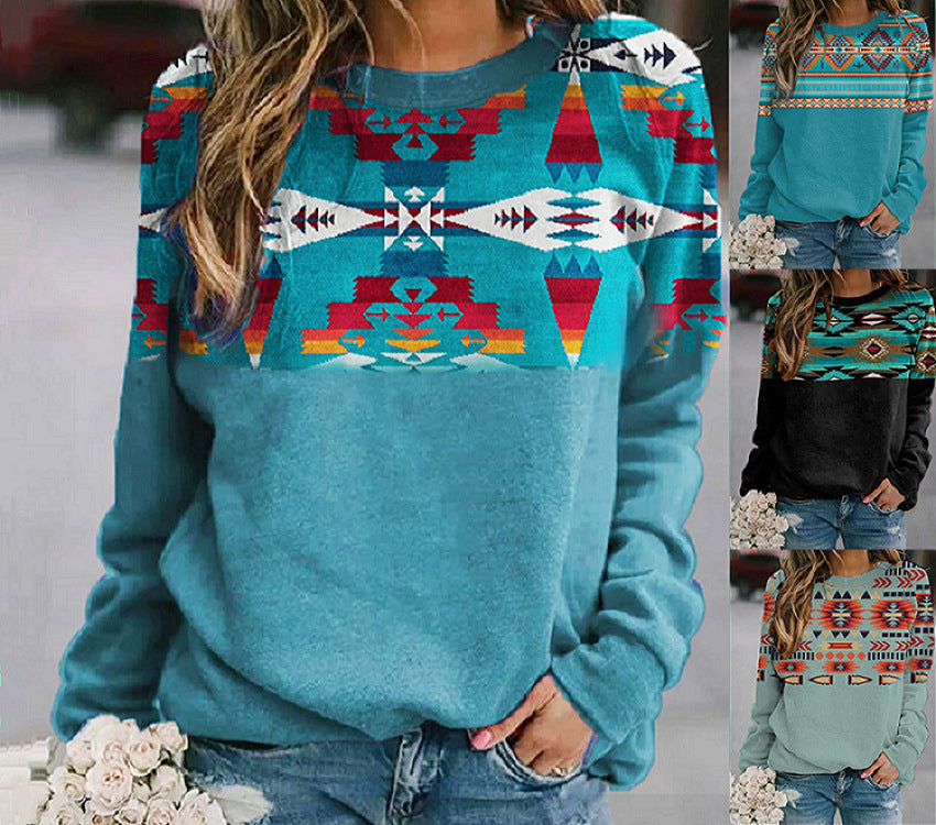 Damen Sweatshirt im Regular Fit mit auffälligem geometrischen Design - 1 - Atelier-Zofia