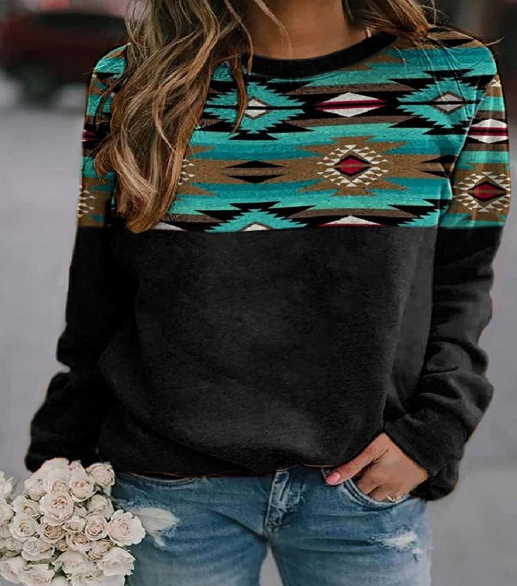 Damen Sweatshirt im Regular Fit mit auffälligem geometrischen Design - 2 - Atelier-Zofia