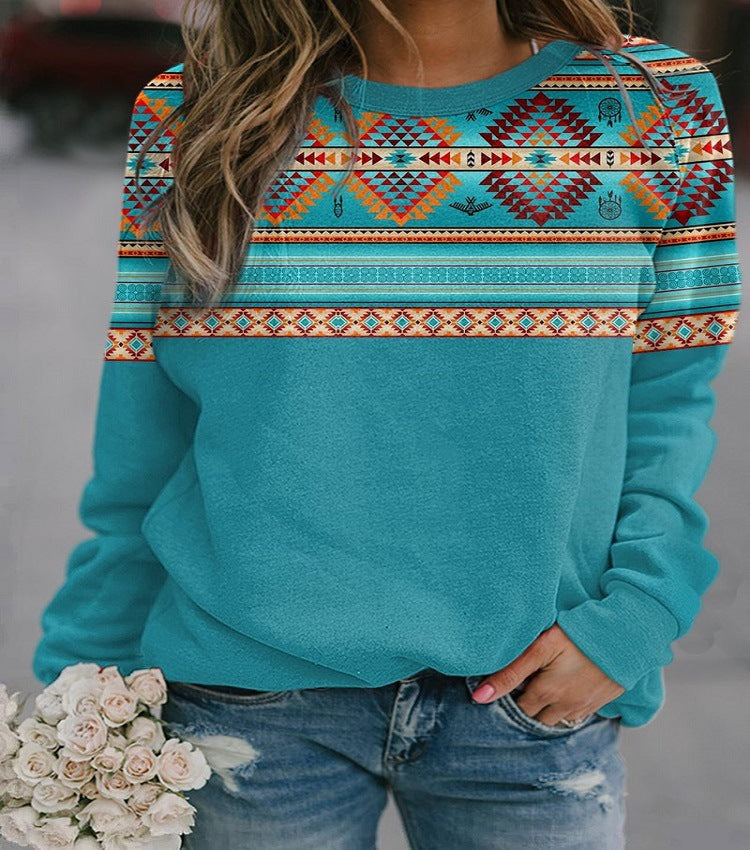 Damen Sweatshirt im Regular Fit mit auffälligem geometrischen Design - 3 - Atelier-Zofia