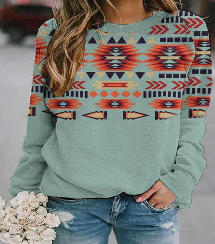 Damen Sweatshirt im Regular Fit mit auffälligem geometrischen Design - 4 - Atelier-Zofia