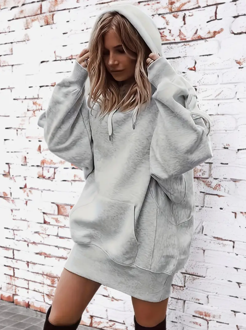 Oversized Damen Hoodie mit praktischer Kängurutasche für Komfort und Stil - 3 - Atelier-Zofia