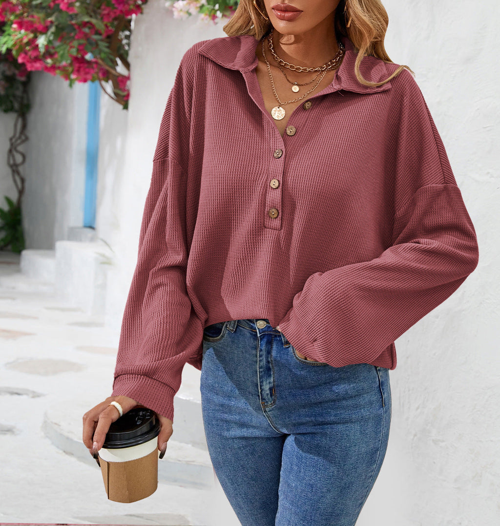 Modisches Damen-Sweatshirt mit Knopfverschluss für entspannte Stunden - 3 - Atelier-Zofia