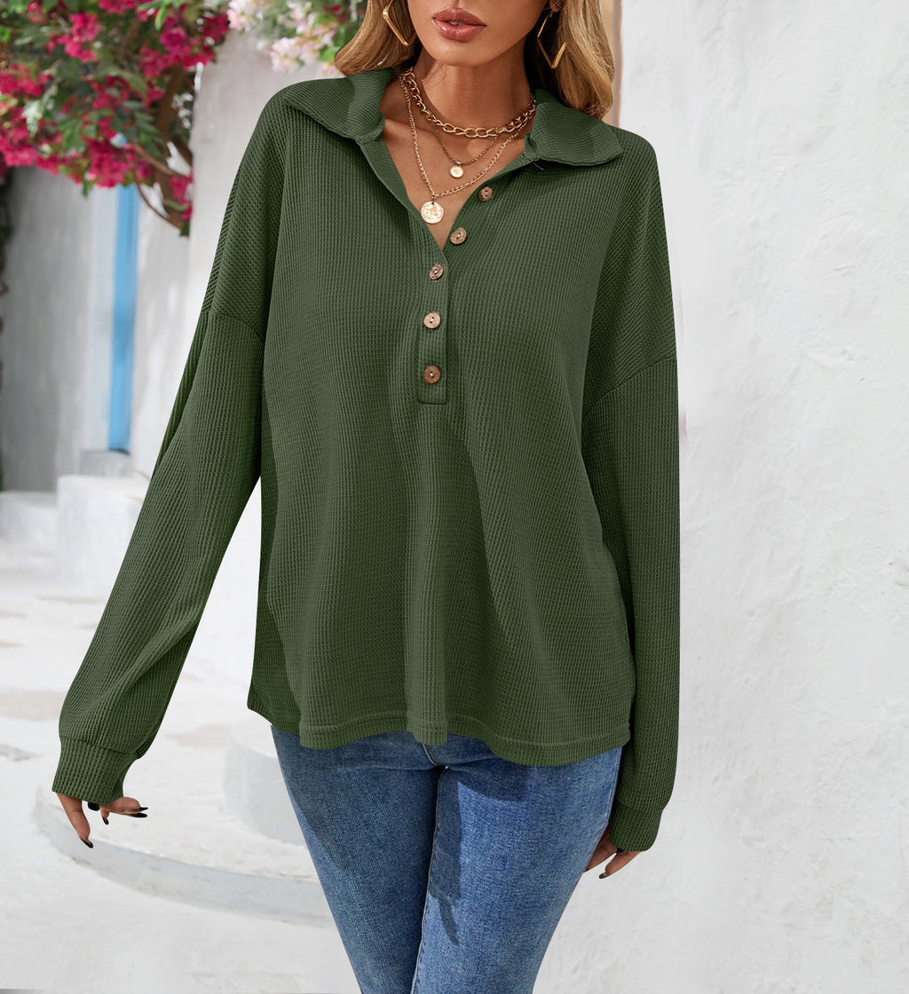 Modisches Damen-Sweatshirt mit Knopfverschluss für entspannte Stunden - 6 - Atelier-Zofia