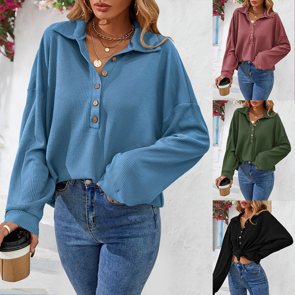Modisches Damen-Sweatshirt mit Knopfverschluss für entspannte Stunden - 9 - Atelier-Zofia