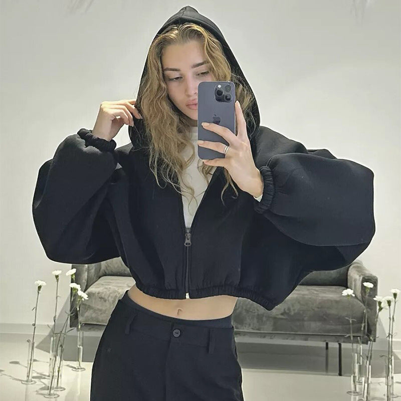 Damen Hoodie Jacke im lässigen Stil mit Reißverschluss - 2 - Atelier-Zofia