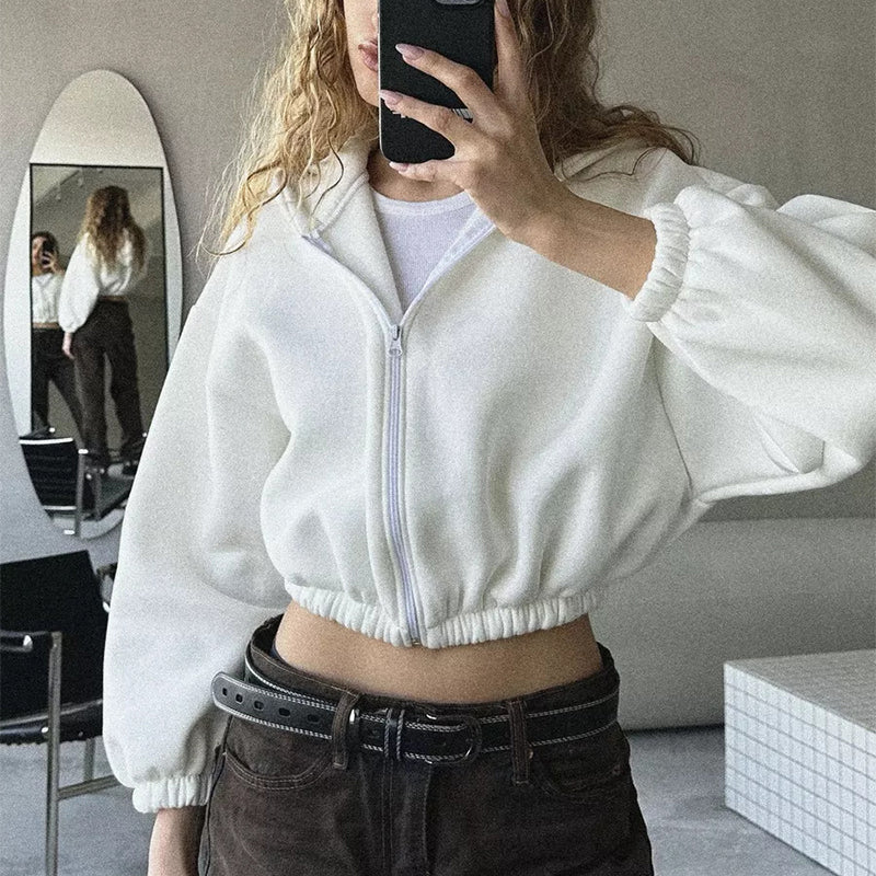Damen Hoodie Jacke im lässigen Stil mit Reißverschluss - 7 - Atelier-Zofia