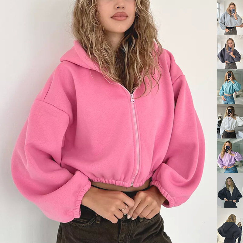 Damen Hoodie Jacke im lässigen Stil mit Reißverschluss - 11 - Atelier-Zofia