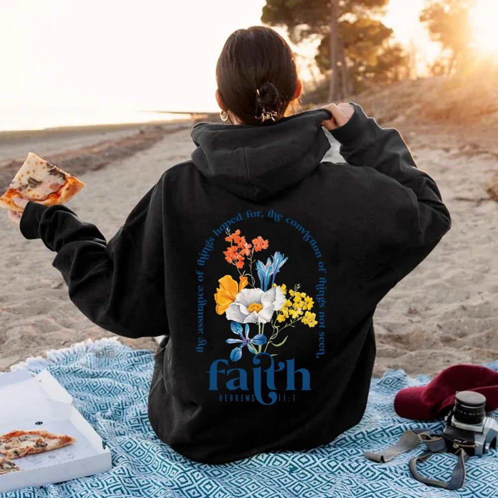 Damen Hoodie mit Floralprint im Lässigen Stil - 1 - Atelier-Zofia