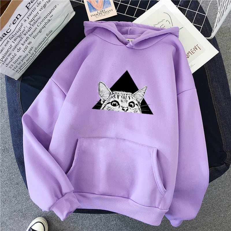 Damen Hoodie im lässigen Stil mit charmantem Katzenmotiv - 2 - Atelier-Zofia