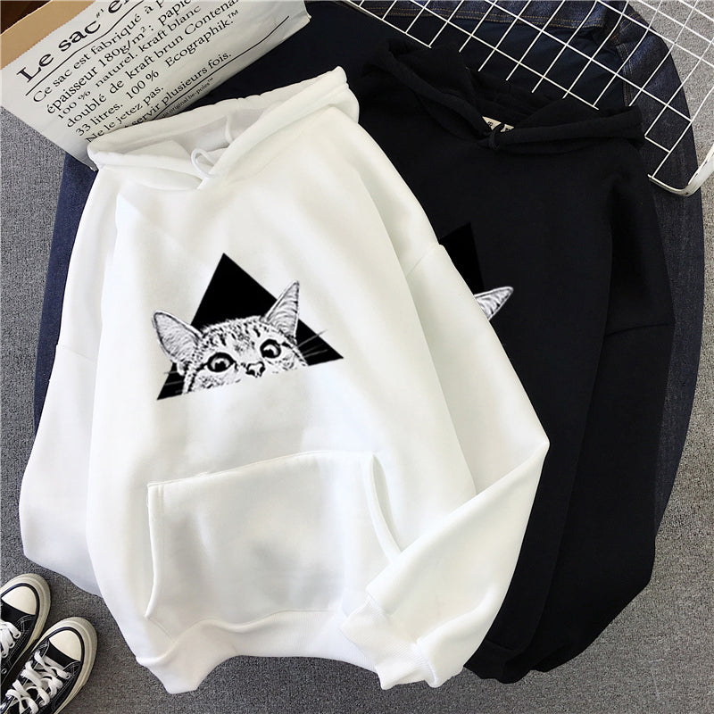 Damen Hoodie im lässigen Stil mit charmantem Katzenmotiv - 3 - Atelier-Zofia