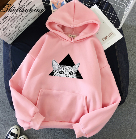 Damen Hoodie im lässigen Stil mit charmantem Katzenmotiv - 4 - Atelier-Zofia
