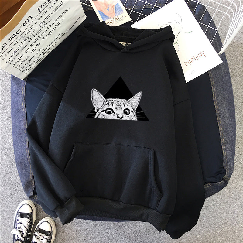 Damen Hoodie im lässigen Stil mit charmantem Katzenmotiv - 5 - Atelier-Zofia