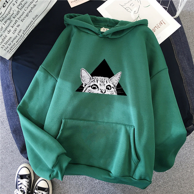 Damen Hoodie im lässigen Stil mit charmantem Katzenmotiv - 6 - Atelier-Zofia