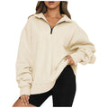 Damen-Sweatshirt im lässigen Stil mit Halbzipper-Kragen - 8 - Atelier-Zofia