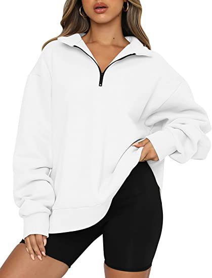 Damen-Sweatshirt im lässigen Stil mit Halbzipper-Kragen - 9 - Atelier-Zofia