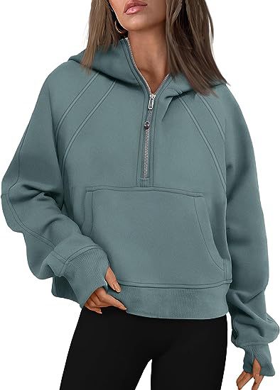 Damen Hoodie mit lässigem Schnitt, Reißverschluss und praktischer Fronttasche - 5 - Atelier-Zofia
