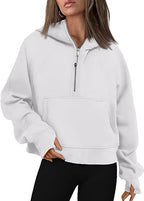 Damen Hoodie mit lässigem Schnitt, Reißverschluss und praktischer Fronttasche - 6 - Atelier-Zofia