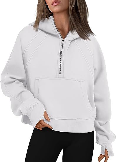 Damen Hoodie mit lässigem Schnitt, Reißverschluss und praktischer Fronttasche - 6 - Atelier-Zofia