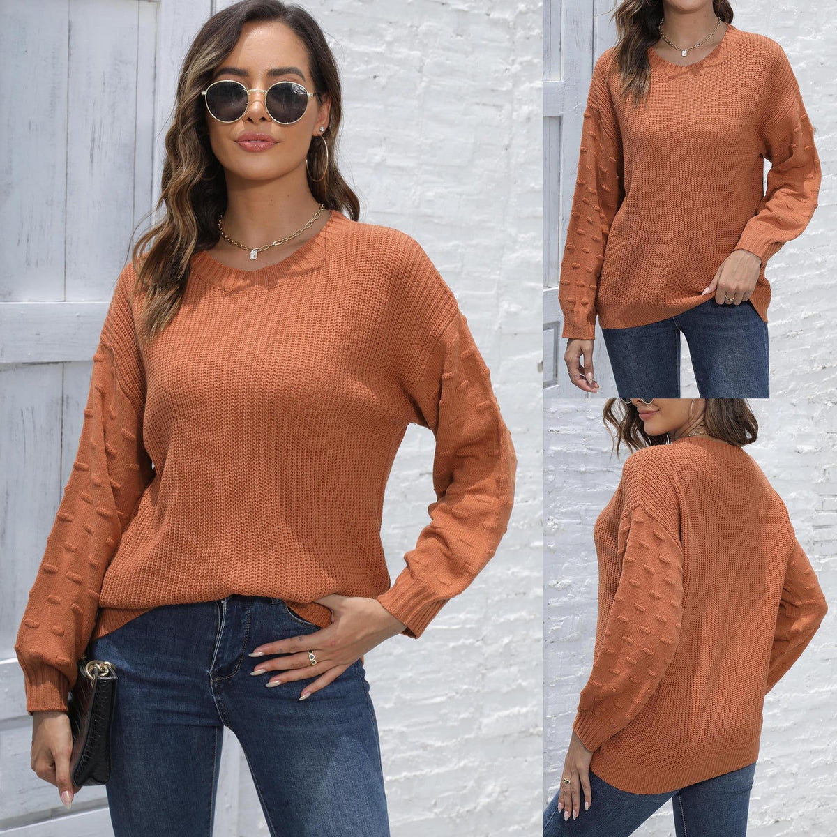 Damenpullover im Regular Fit mit besonderen Ärmeldetails - 6 - Atelier-Zofia