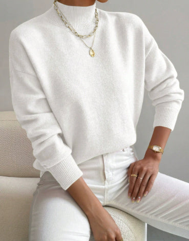 Damen Pullover mit lässigem Schnitt und mittelhohem Kragen - 4 - Atelier-Zofia