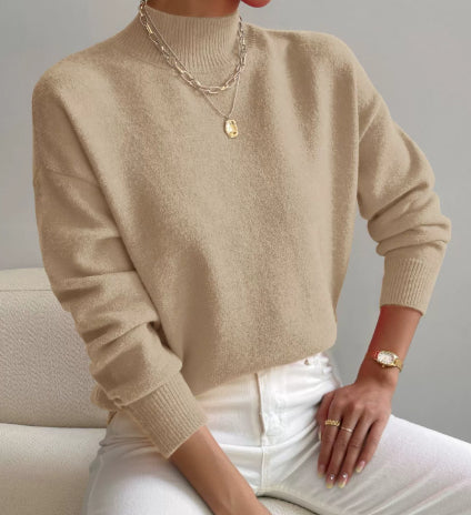 Damen Pullover mit lässigem Schnitt und mittelhohem Kragen - 7 - Atelier-Zofia