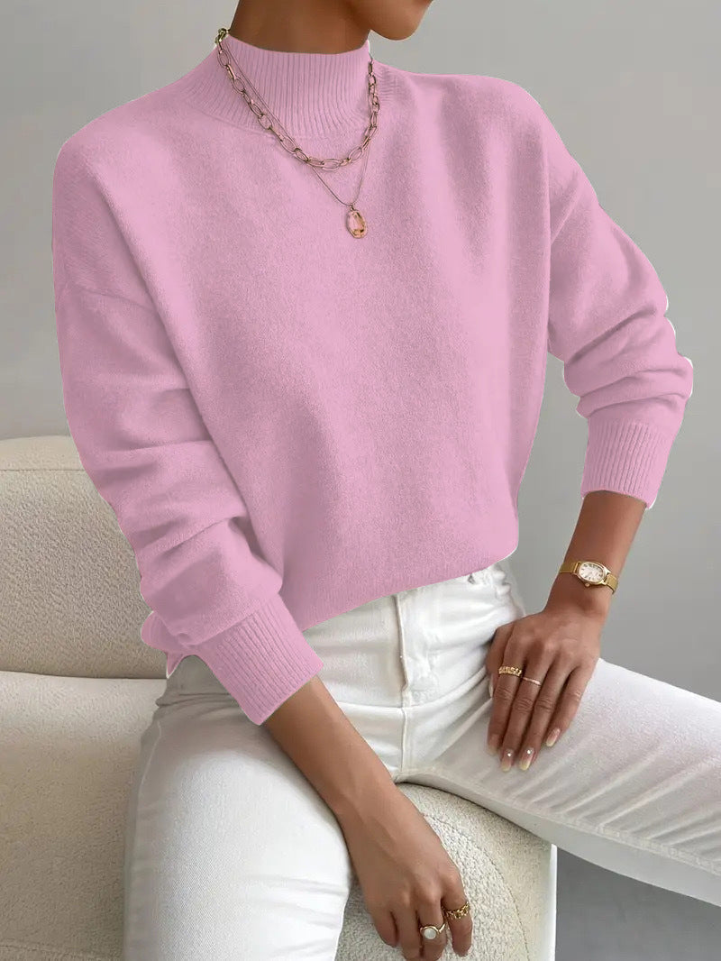 Damen Pullover mit lässigem Schnitt und mittelhohem Kragen - 10 - Atelier-Zofia