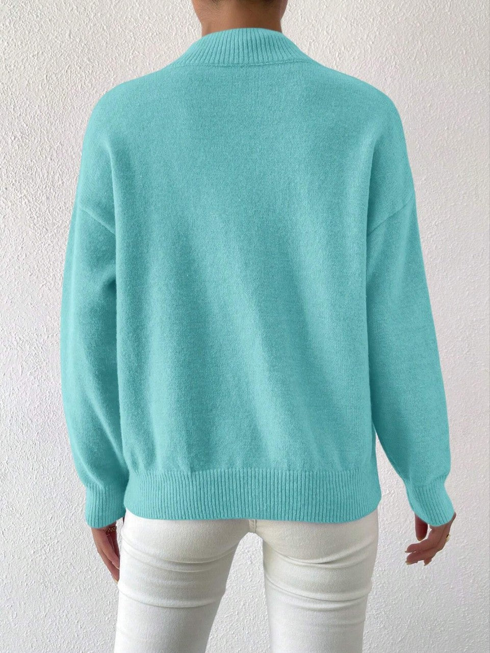Damen Pullover mit lässigem Schnitt und mittelhohem Kragen - 11 - Atelier-Zofia