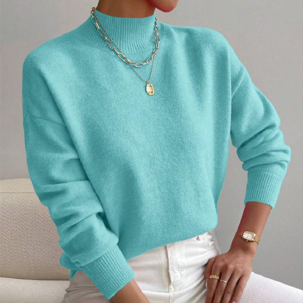 Damen Pullover mit lässigem Schnitt und mittelhohem Kragen - 12 - Atelier-Zofia
