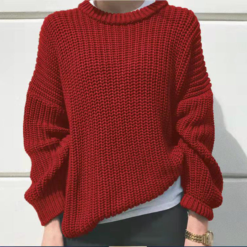 Damenpullover mit Bequemer Passform und Rundhalsausschnitt - 1 - Atelier-Zofia