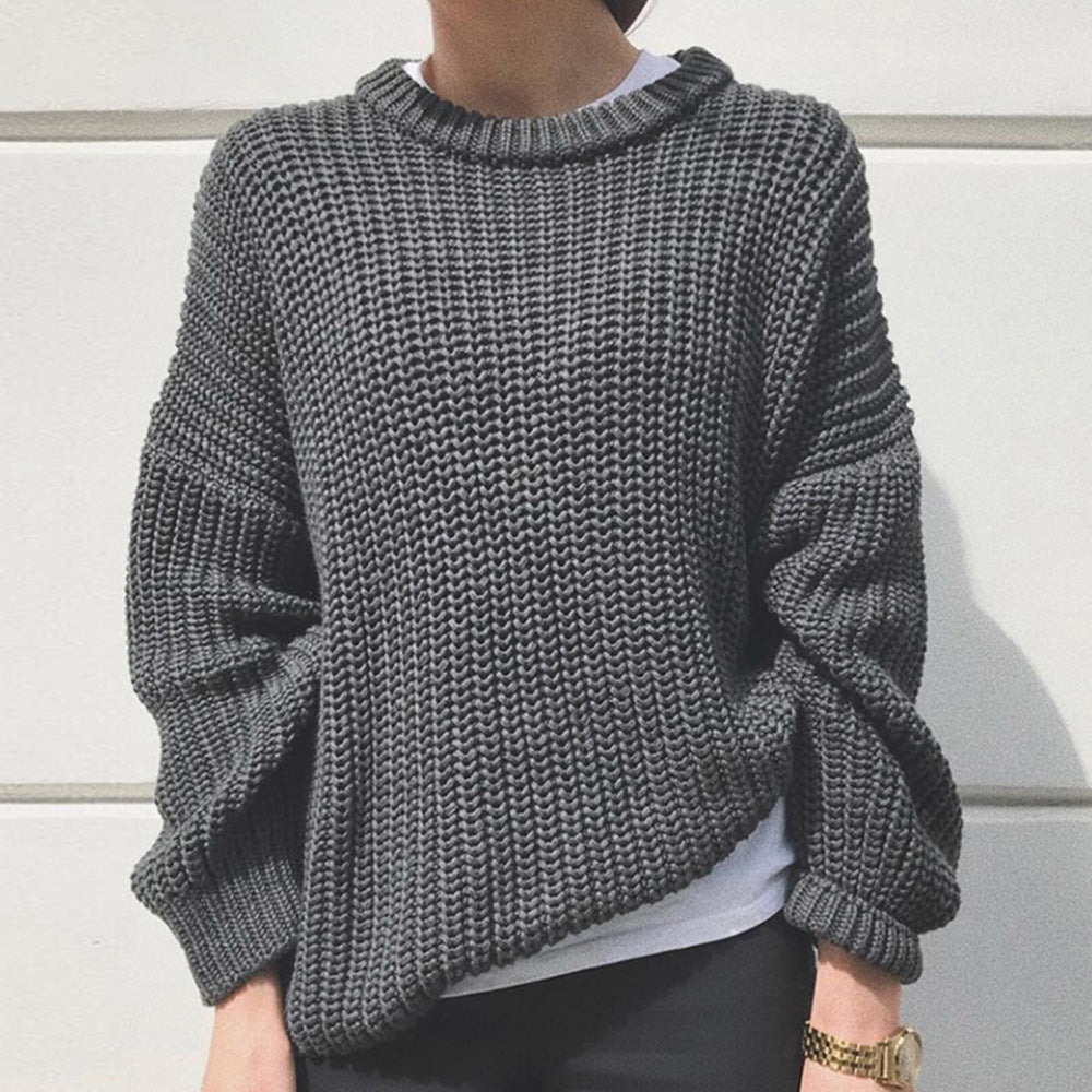 Damenpullover mit Bequemer Passform und Rundhalsausschnitt - 2 - Atelier-Zofia
