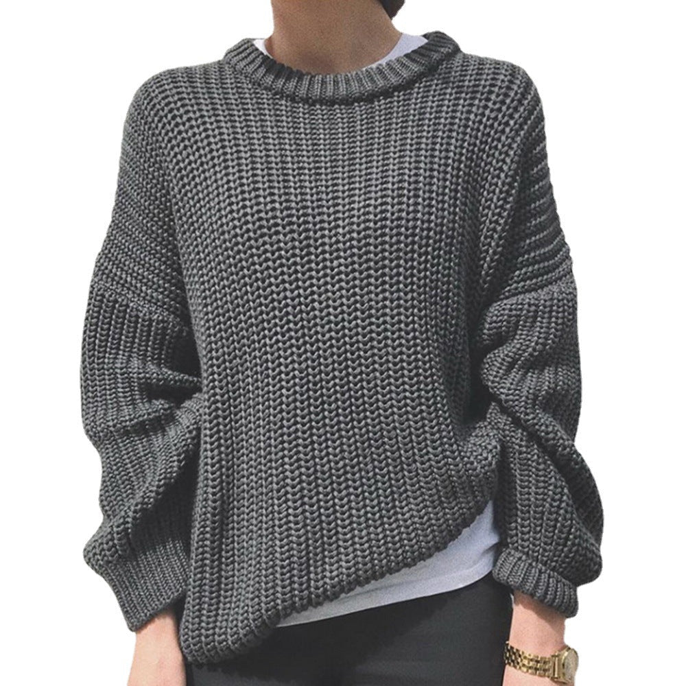 Damenpullover mit Bequemer Passform und Rundhalsausschnitt - 3 - Atelier-Zofia