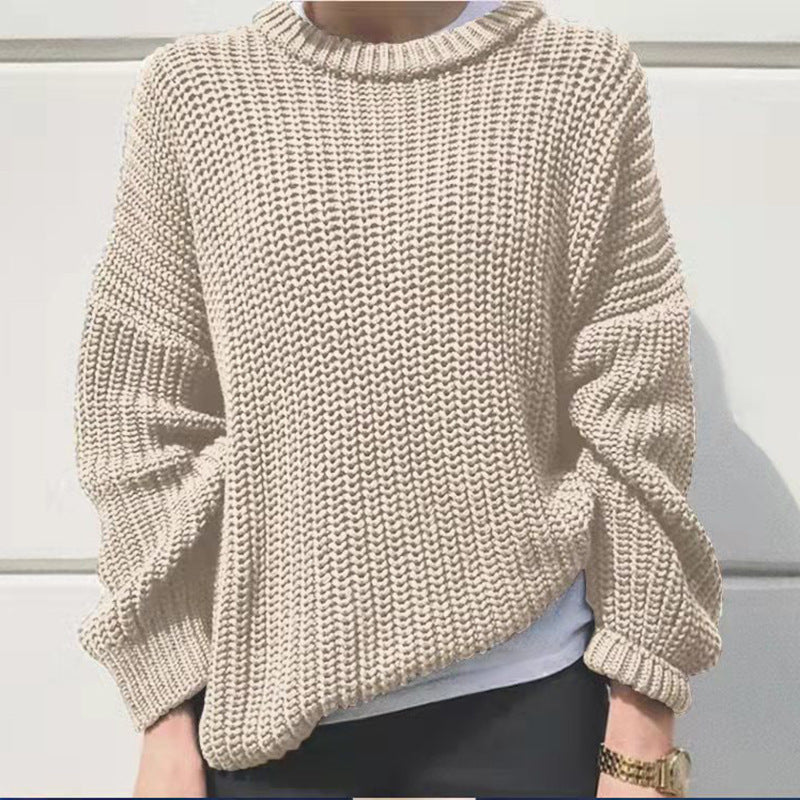 Damenpullover mit Bequemer Passform und Rundhalsausschnitt - 4 - Atelier-Zofia
