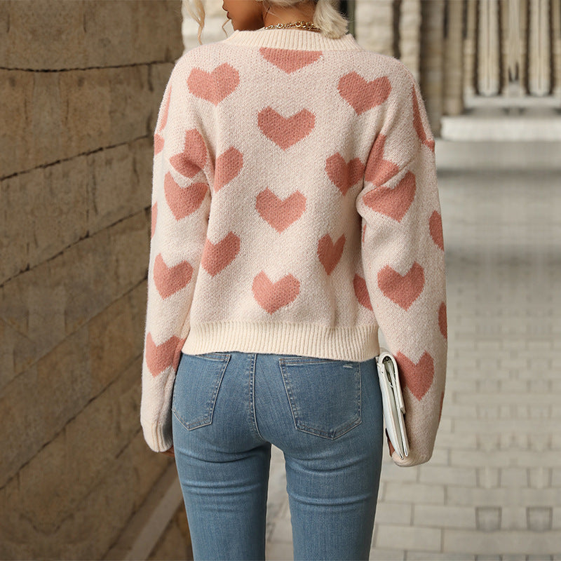 Damenpullover mit charmantem Herzdesign für legere Anlässe - 1 - Atelier-Zofia
