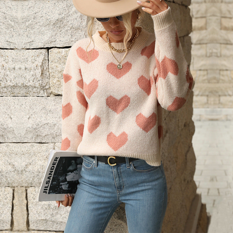 Damenpullover mit charmantem Herzdesign für legere Anlässe - 3 - Atelier-Zofia
