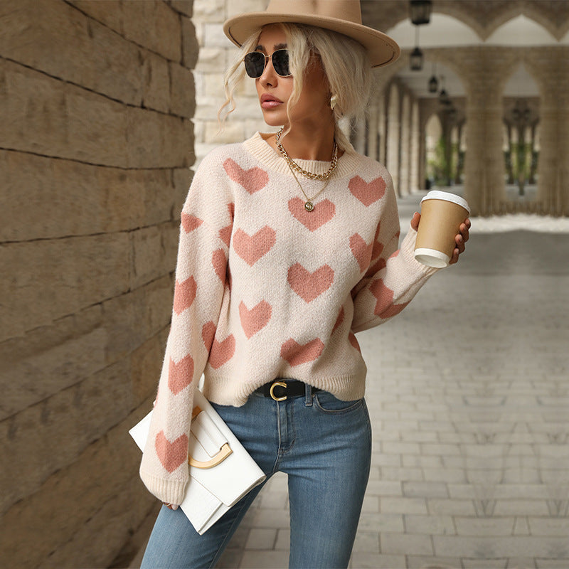 Damenpullover mit charmantem Herzdesign für legere Anlässe - 5 - Atelier-Zofia