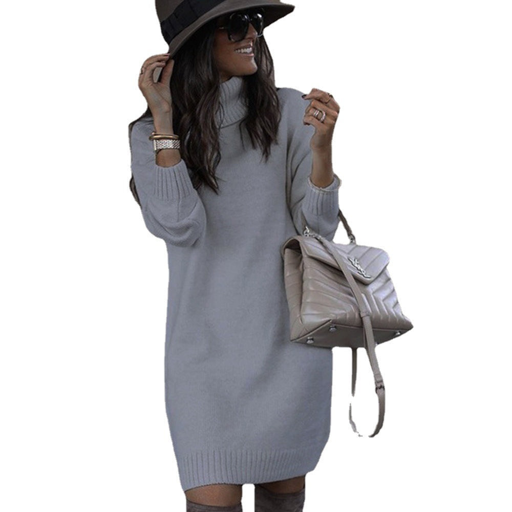 Elegantes Damen-Sweaterkleid mit Rollkragen in lockerer Passform - 1 - Atelier-Zofia