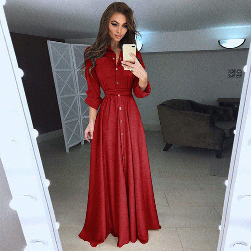 Damen Kleid mit langen Ärmeln und tailliertem Design - 3 - Atelier-Zofia