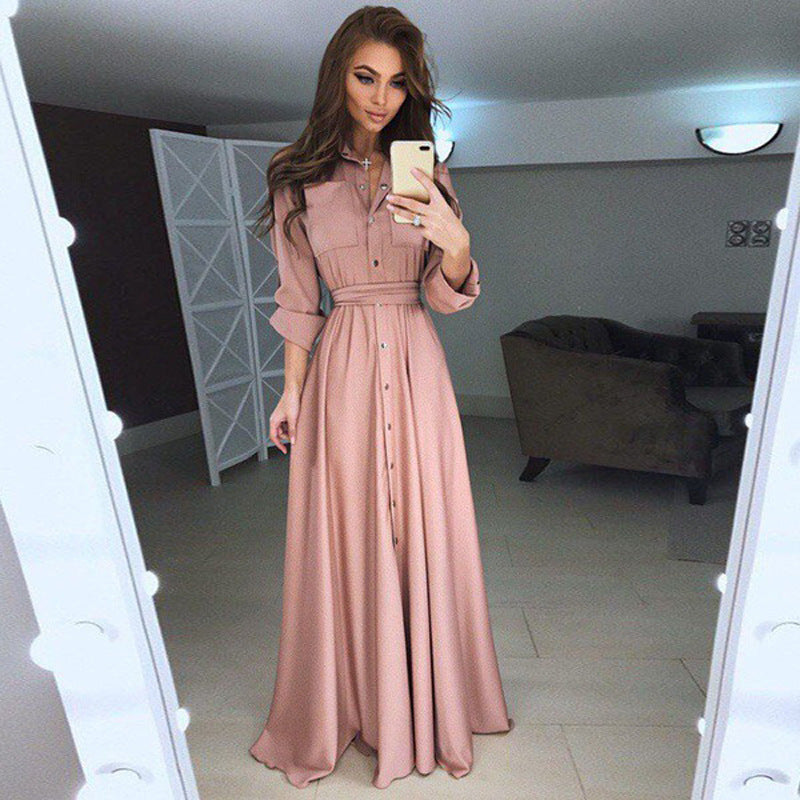 Damen Kleid mit langen Ärmeln und tailliertem Design - 9 - Atelier-Zofia