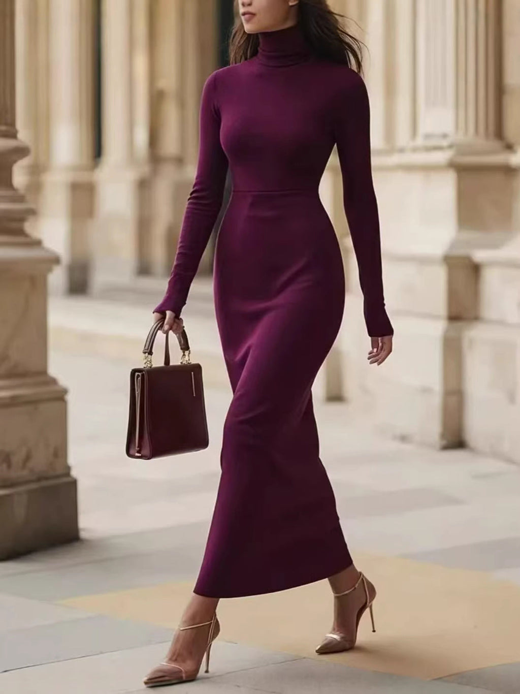 Elegantes Slim-Fit Kleid für Damen mit Rollkragen - 2 - Atelier-Zofia
