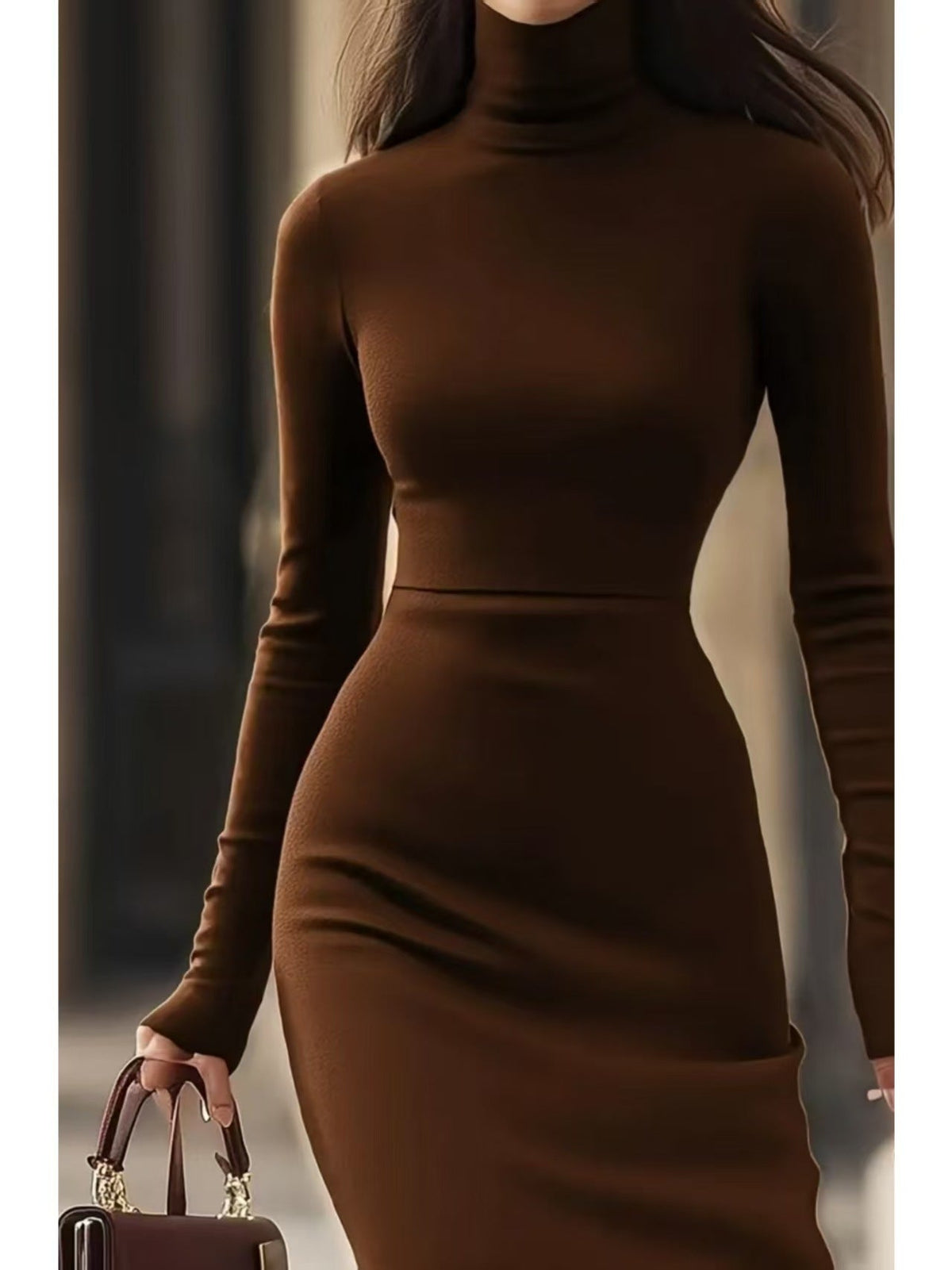 Elegantes Slim-Fit Kleid für Damen mit Rollkragen - 6 - Atelier-Zofia