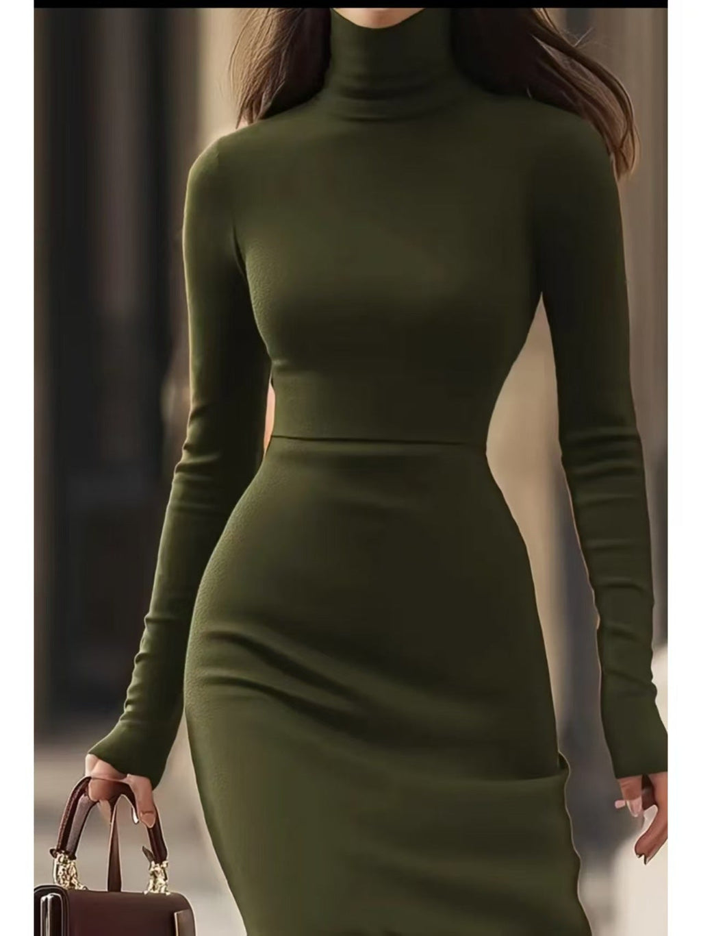 Elegantes Slim-Fit Kleid für Damen mit Rollkragen - 9 - Atelier-Zofia