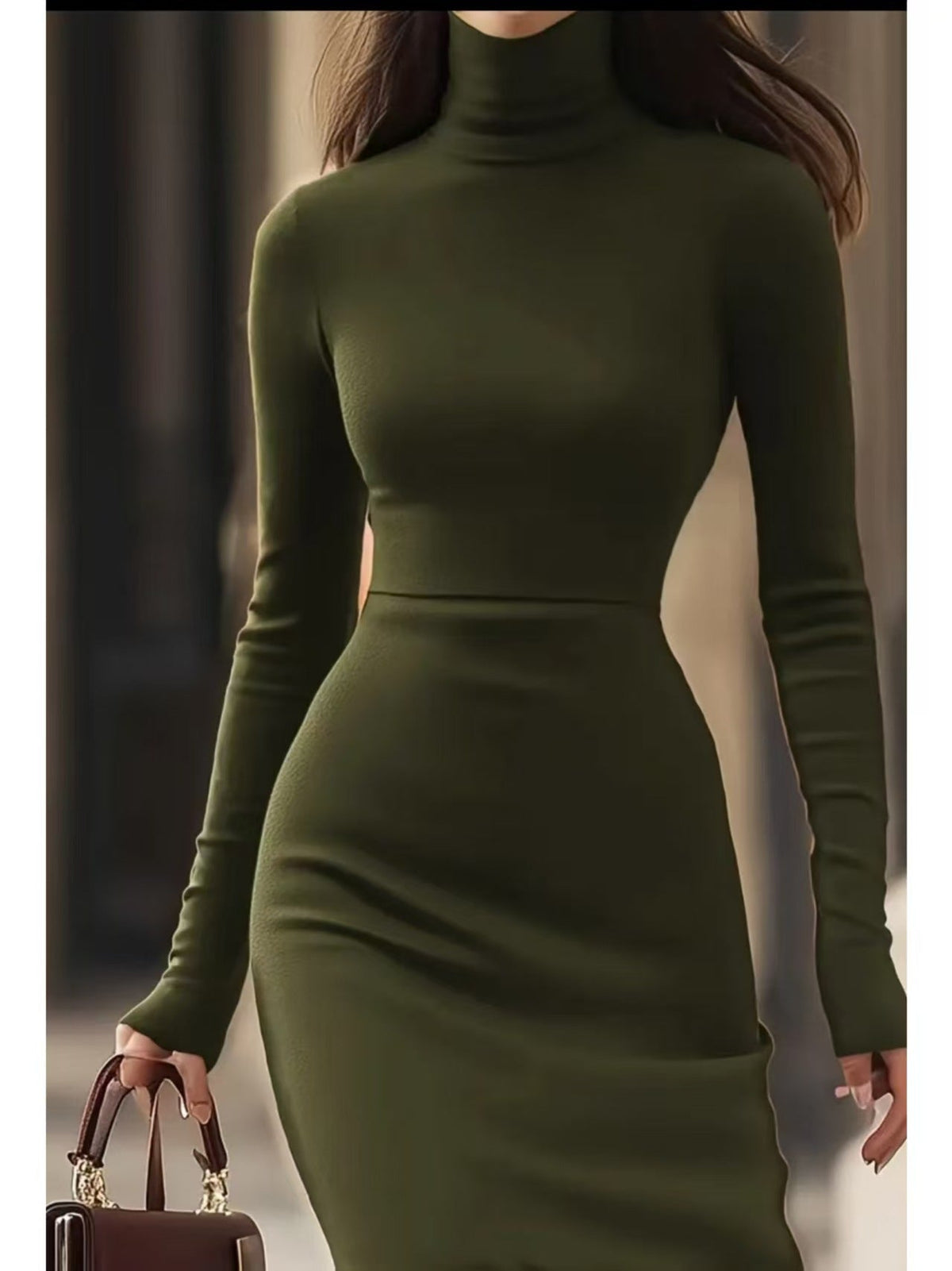 Elegantes Slim-Fit Kleid für Damen mit Rollkragen - 9 - Atelier-Zofia