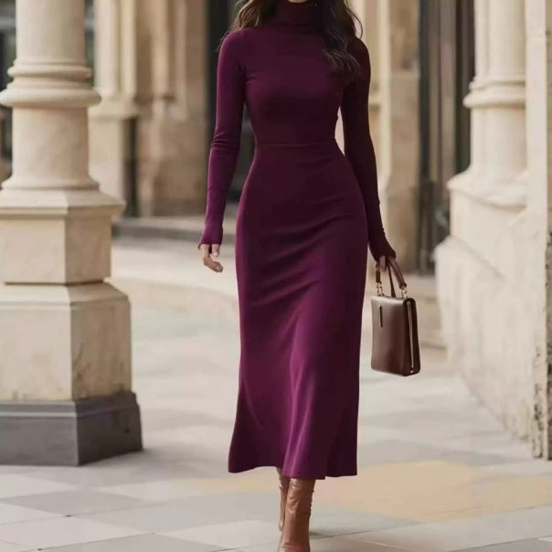 Elegantes Slim-Fit Kleid für Damen mit Rollkragen - 10 - Atelier-Zofia