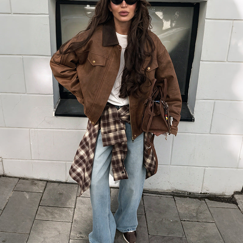 Damenjacke mit Lässig Elegantem Schnitt und Praktischem Knopfverschluss - 1 - Atelier-Zofia