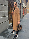 Damen Wollmantel mit langen Ärmeln und tailliertem Schnitt - 7 - Atelier-Zofia