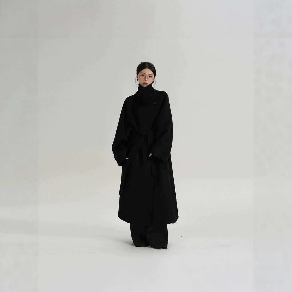 Eleganter Damenmantel im Langen Design mit Stehkragen - 8 - Atelier-Zofia