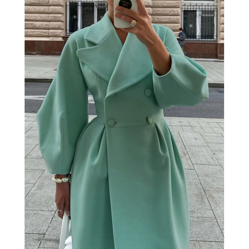 Eleganter Damenmantel mit taillierter Passform und stilvollen Laternenärmeln - 11 - Atelier-Zofia