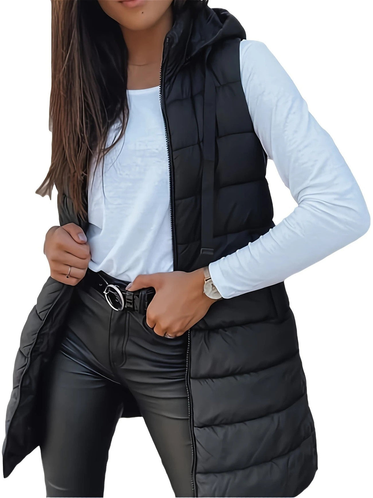 Damen Weste im modernen Slim-Fit mit Kapuze und praktischen Taschen - 9 - Atelier-Zofia