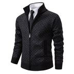 Eleganter Herren Cardigan Slim Fit mit Stehkragen und praktischem Reißverschluss - 3 - Atelier-Zofia
