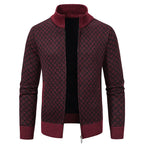 Eleganter Herren Cardigan Slim Fit mit Stehkragen und praktischem Reißverschluss - 6 - Atelier-Zofia